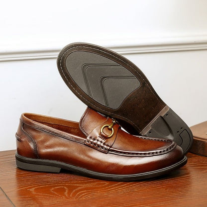 Breathable Summer Business Casual Slip-on Loafers for Men | Genuine Leather Sole, Lightweight & Comfortable Driving Shoes