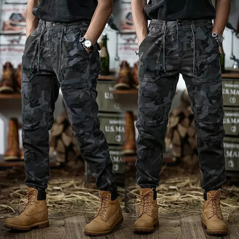 Calveto Plus Size American-style Vintage Cargo Pants