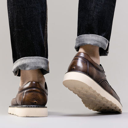 Calveto Handmade Men's Business Soft Cowhide Casual Derby Shoes