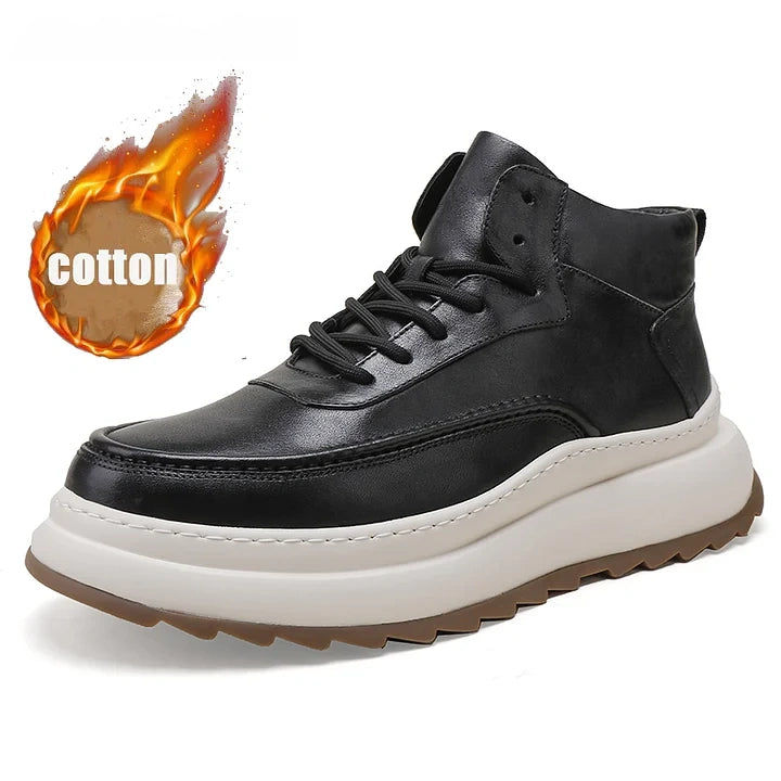 Calveto Luxury Casual Ankle Boots Washed Leather Platform Martens Boots