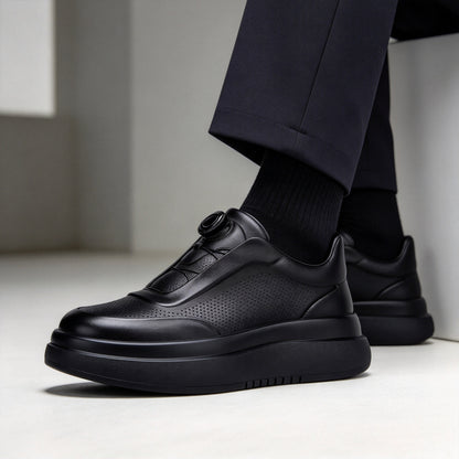 Zapatos de skate planos informales con punta redonda de cuero Calveto | Zapatillas de cuero genuino 