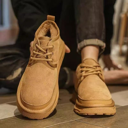 Calveto Men's Suede Leather Winter Snow Boots | Cozy Comfort Warm for Cold Weather Outdoor Casual Ankle Boots