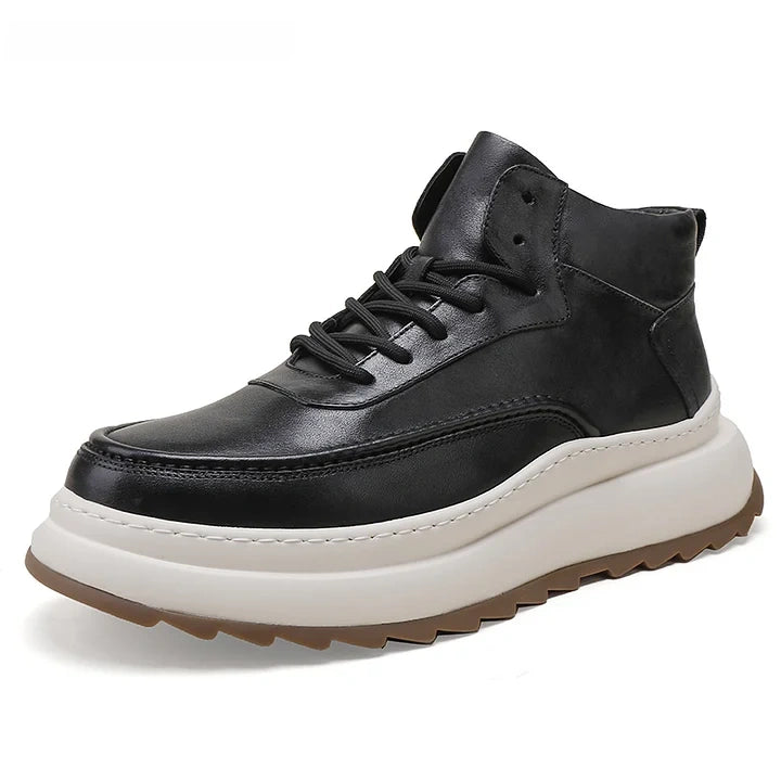 Calveto Luxury Casual Ankle Boots Washed Leather Platform Martens Boots