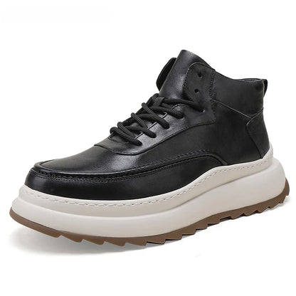 Calveto Luxury Casual Ankle Boots Washed Leather Platform Martens Boots