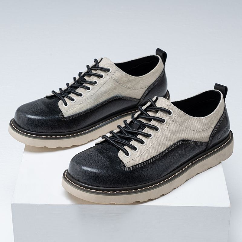Calveto Handmade Retro British Style Cowhide Sneakers