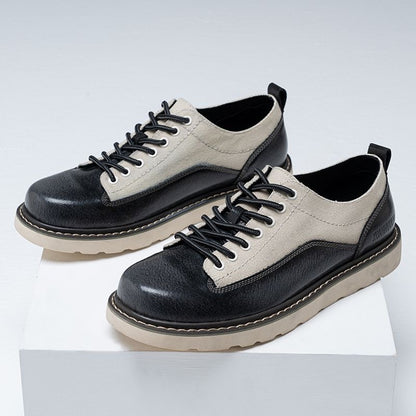 Calveto Handmade Retro British Style Cowhide Sneakers