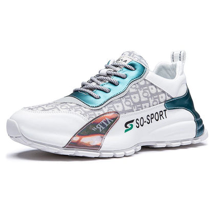 Calveto Cowhide Spliced Color Leather Casual Shoes