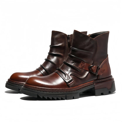 Calveto Handmade Cowhide Retro British Style Chelsea Fashion Boots