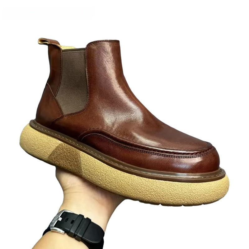 Calveto Handmade Retro Horsehide British Style Chelsea Boots | Horsehide Martin Boots