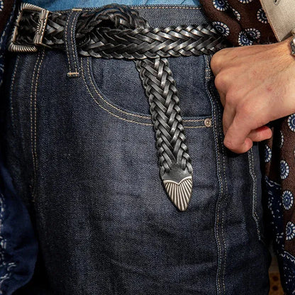 Unisex Fashion Vintage Braided Cowhide Belt | Genuine Leather with Titanium Forged