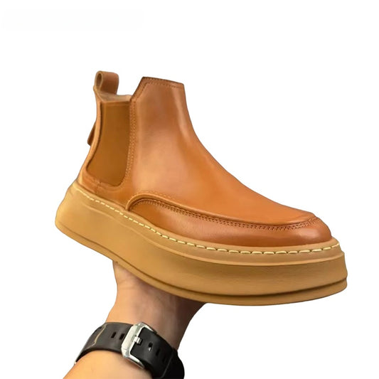 Calveto Handmade Retro Horsehide Chelsea Boots | Vintage British Style Martin Boot