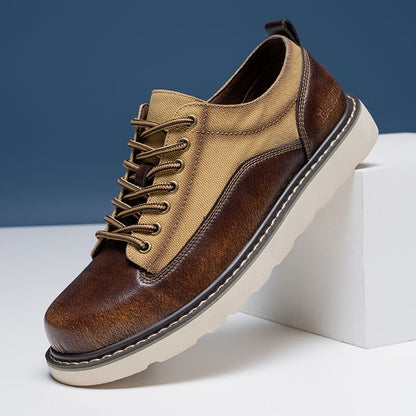 Calveto Handmade Retro British Style Cowhide Sneakers
