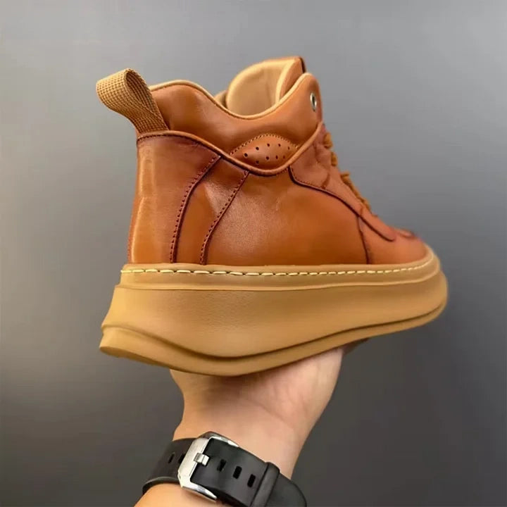 Calveto Handmade Retro Mid-top Horsehide Casual Boots