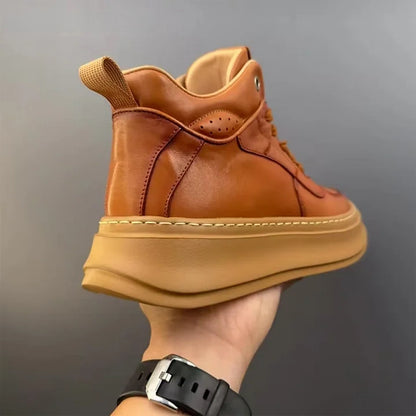 Calveto Handmade Retro Mid-top Horsehide Casual Boots