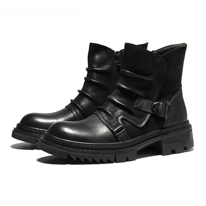 Calveto Handmade Cowhide Retro British Style Chelsea Fashion Boots