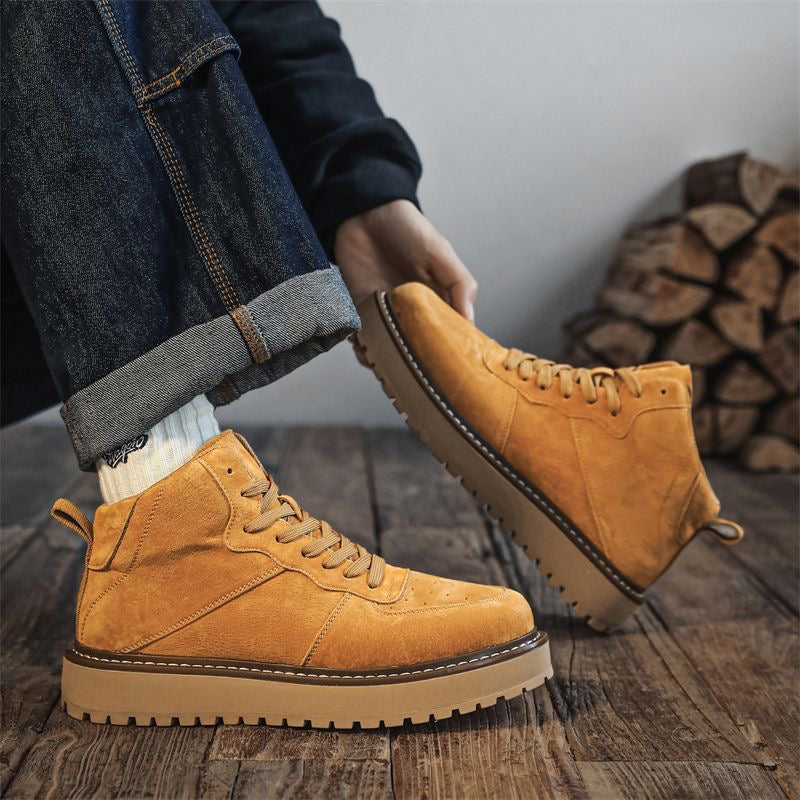 Calveto Handmade Retro British Martin Boots|Versatile Leather Boots for Men