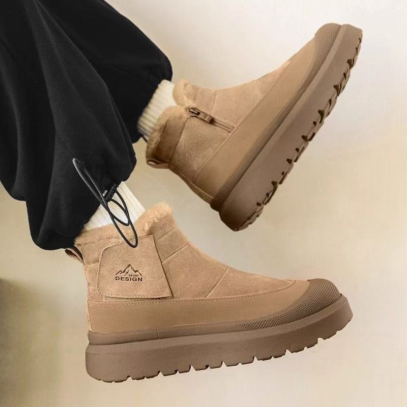 Calveto Men's Winter Snow Rugged Suede Leather Boots | Cold Weather Warm Outdoor Boots