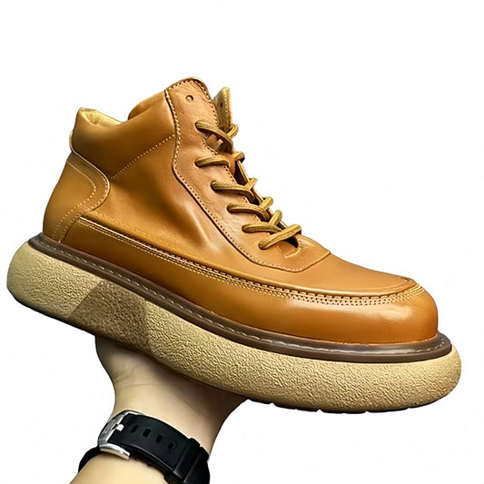 Calveto Handmade Retro Horsehide British Style Mid-top Boots