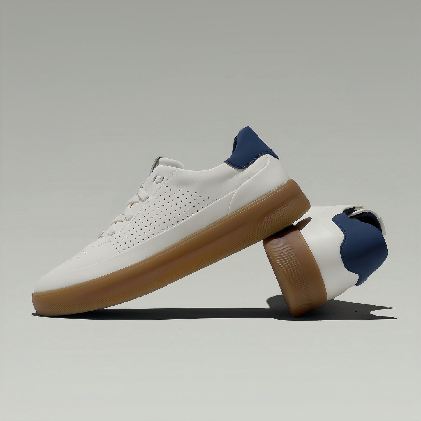 Calveto Men's Genuine Leather Versatile Casual Sneakers | Lightweight & Breathable White Sneakers for Summer 2025