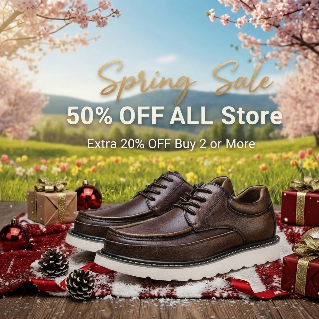 Calveto Handmade Men's Business Soft Cowhide Casual Derby Shoes