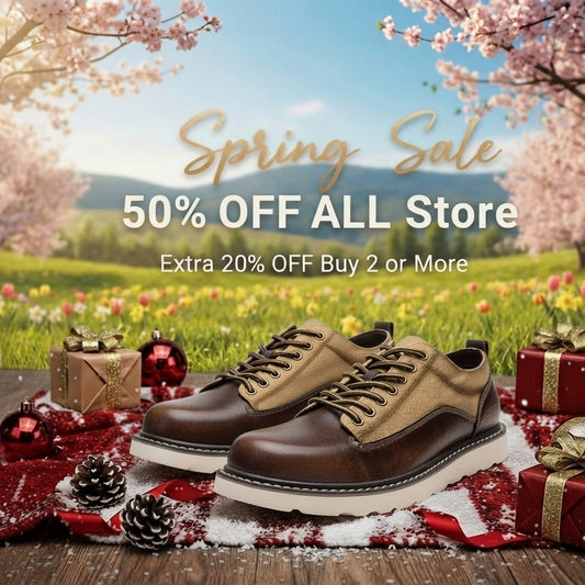 Calveto Handmade Retro British Style Cowhide Sneakers