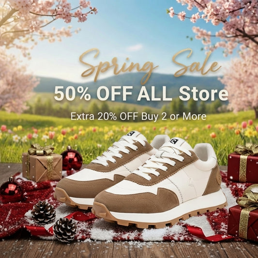 Calveto Handmade Retro Horsehide Casual Jogging Sneakers