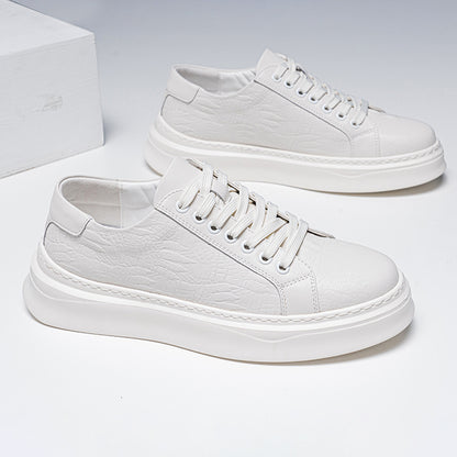 Calveto Crocodile Pattern Genuine Leather Round Toe Flat Casual Skate Shoes for Men | Lace-Up/Slip - On Arch Support Comfy Casual Sneakers