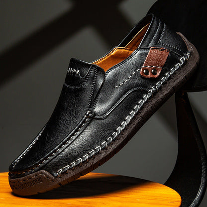 Cowhide flat handmade low-top loafers