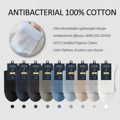 Pure cotton breathable thin business four seasons medium tube mesh cotton socks