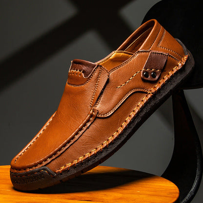 Cowhide flat handmade low-top loafers