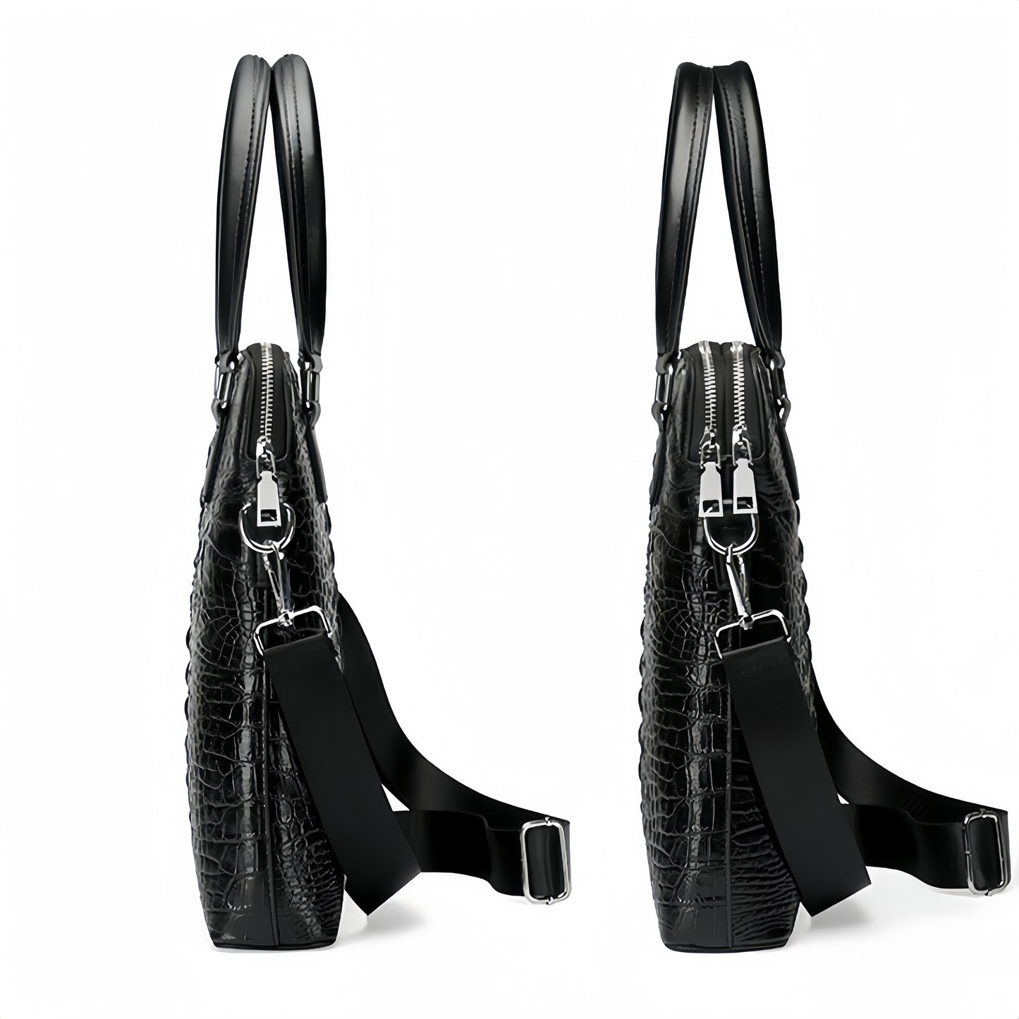 Crocodile pattern genuine leather men's handbag Business briefcase