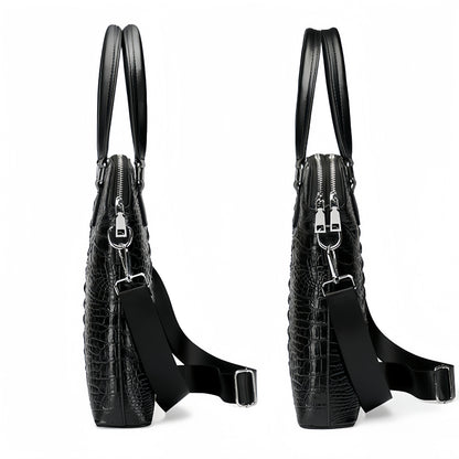 Crocodile pattern genuine leather men's handbag Business briefcase