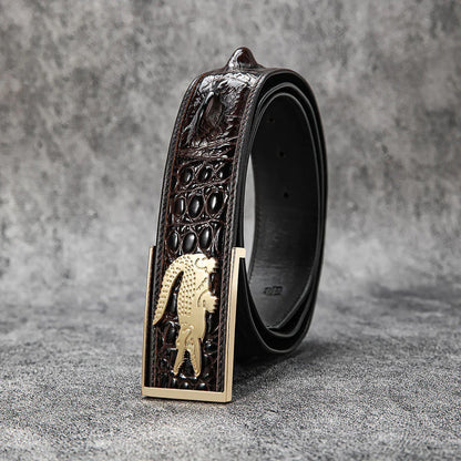 Milanese top layer cowhide crocodile pattern men's business leather belt