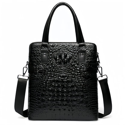 Crocodile pattern genuine leather men's handbag Business briefcase