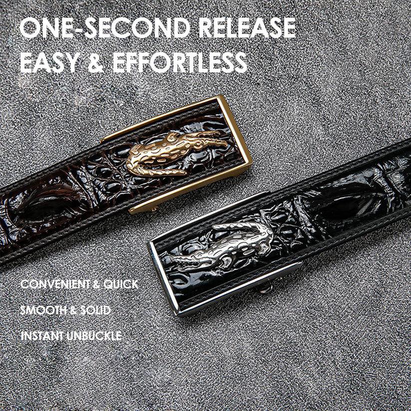 High-end quality crocodile pattern automatic buckle business casual belt