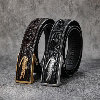 High-end quality crocodile pattern automatic buckle business casual belt