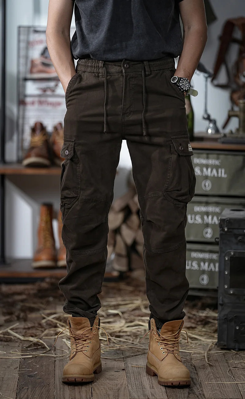 Calveto Plus Size American-style Vintage Cargo Pants