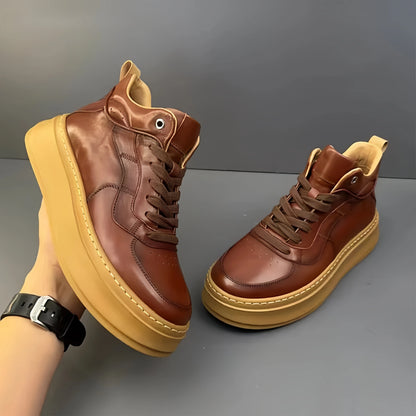Calveto Handmade Retro Mid-top Horsehide Casual Boots