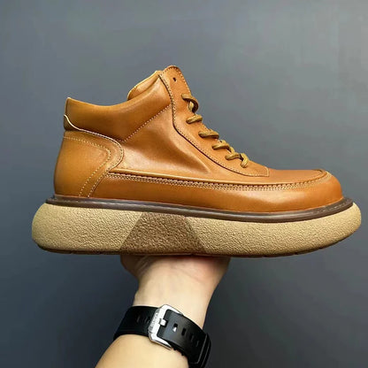 Calveto Handmade Retro Horsehide British Style Mid-top Boots