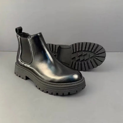 Calveto Handmade Retro Horsehide Chelsea Boot |Mid-top Martin Boots