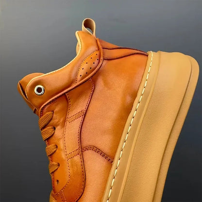 Calveto Handmade Retro Mid-top Horsehide Casual Boots