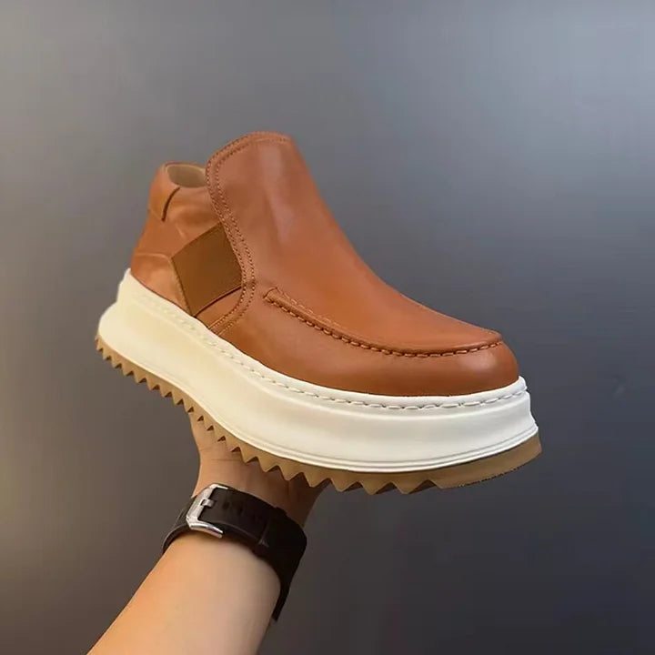 Calveto Handmade Retro British Style Horsehide Ankle Boot