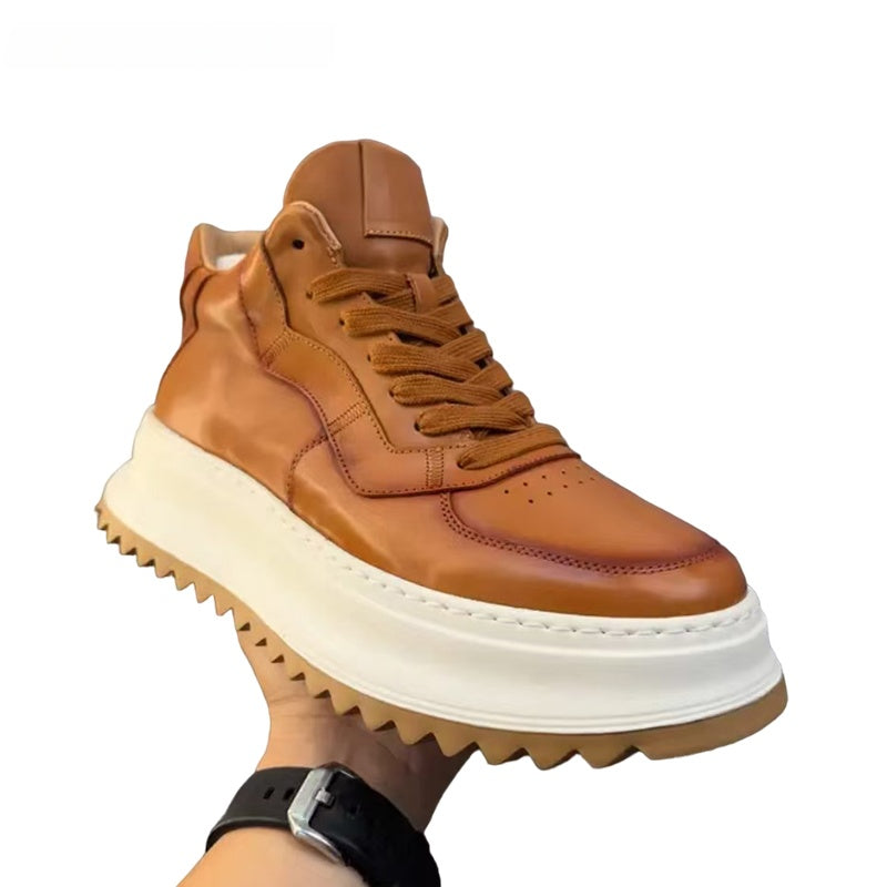 Calveto Handmade Retro Mid-top Casual Men Boots