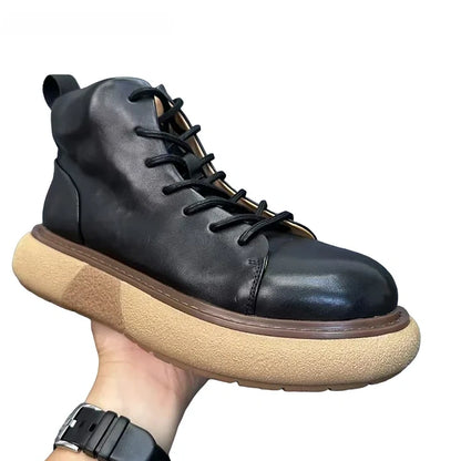 Calveto Handmade Retro Horsehide Soft Sole Mid-top Boots