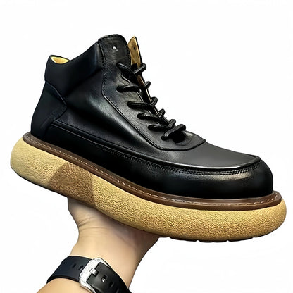 Calveto Handmade Retro Horsehide British Style Mid-top Boots