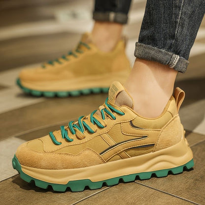 Calveto Handmade Retro Jogging Men's Shoes|Holiday Horsehide Leather Casual Shoes