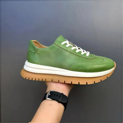 Calveto Men's Cowhide Round Toe Retro Style Shoes 2025 Summer | Light-Weight Breathable  Sports & Leisure Sneakers