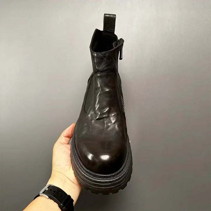 Calveto Handmade Retro Horsehide Zipper English Style Boots