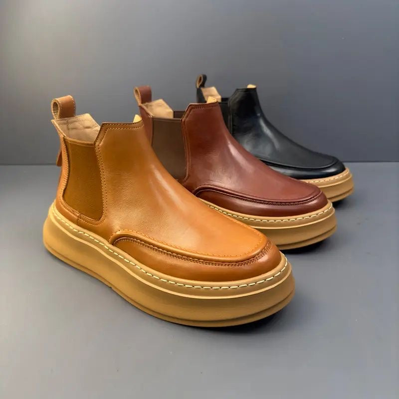 Calveto Handmade Retro Horsehide Chelsea Boots | Vintage British Style Martin Boot