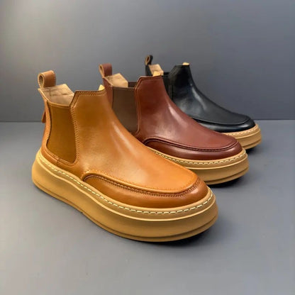 Calveto Handmade Retro Horsehide Chelsea Boots | Vintage British Style Martin Boot